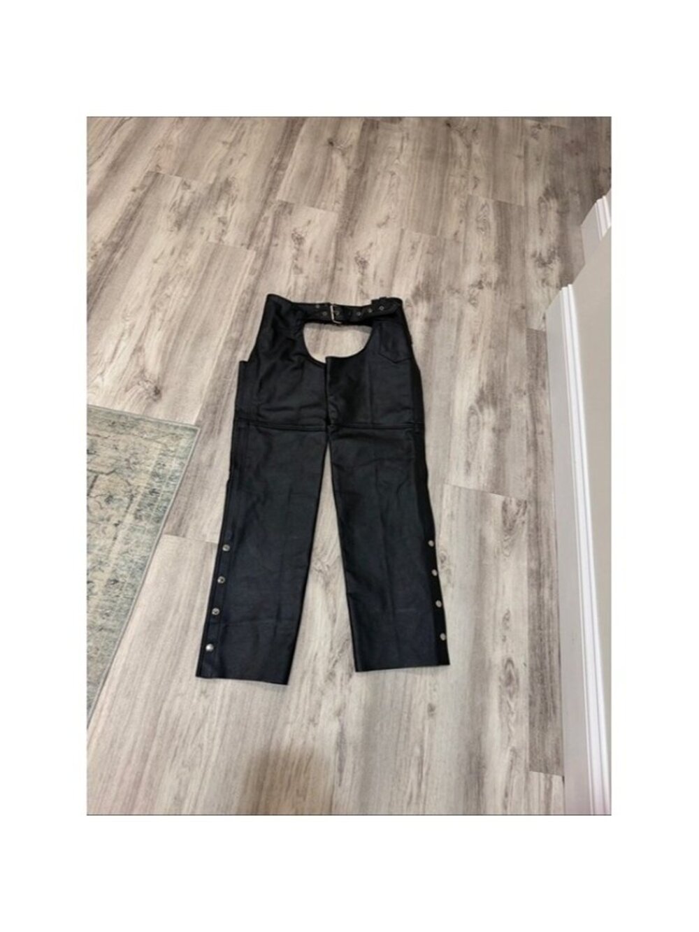 HOT LEATHERS Black Leather Motorcycle Chaps pants size Medium WOMEN